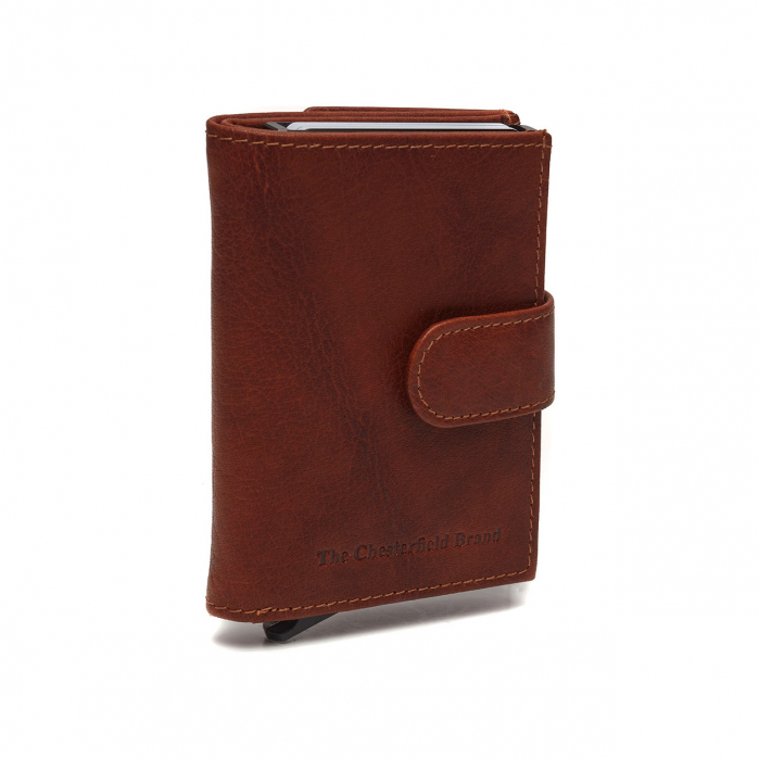 Portofel unisex cu suport pentru carduri, din piele naturala, The Chesterfield Brand, Hannover, cu protectie anti scanare RFID, Maro coniac [2]