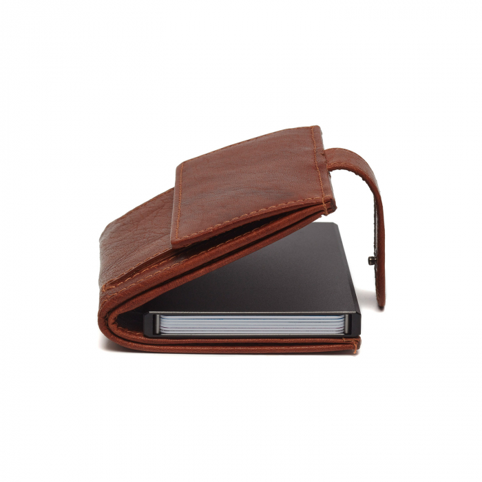 Portofel unisex cu suport pentru carduri, din piele naturala, The Chesterfield Brand, Hannover, cu protectie anti scanare RFID, Maro coniac [4]