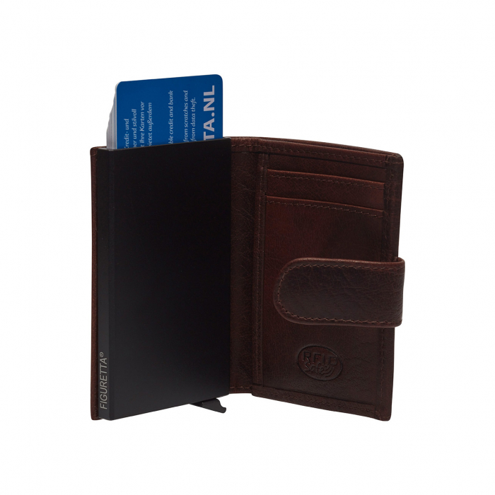 Portofel unisex cu suport pentru carduri, din piele naturala, The Chesterfield Brand, Hannover, cu protectie anti scanare RFID, Maro inchis [2]