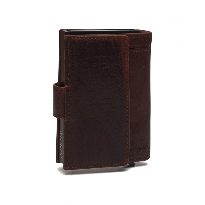 Portofel unisex cu suport pentru carduri, din piele naturala, The Chesterfield Brand, Hannover, cu protectie anti scanare RFID, Maro inchis [5]