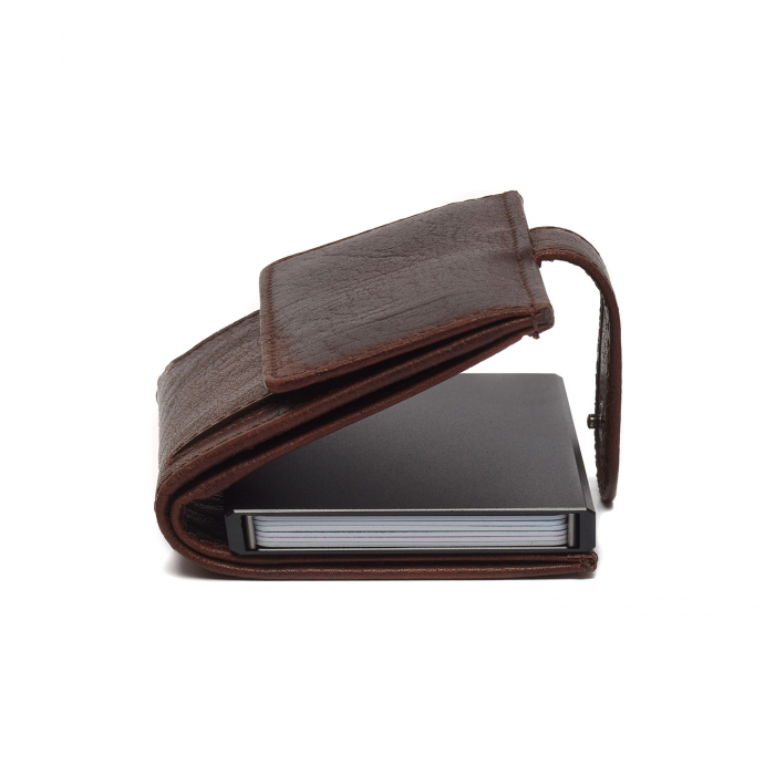 Portofel unisex cu suport pentru carduri, din piele naturala, The Chesterfield Brand, Hannover, cu protectie anti scanare RFID, Maro inchis [3]