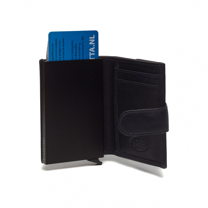 Portofel unisex cu suport pentru carduri, din piele naturala, The Chesterfield Brand, Hannover, cu protectie anti scanare RFID, Bleumarin [2]