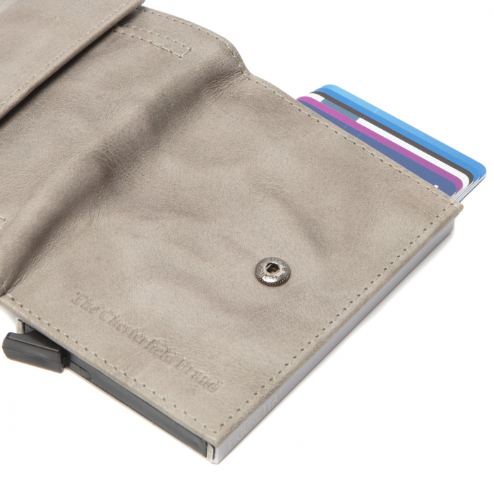 Portofel unisex cu suport pentru carduri, din piele naturala, The Chesterfield Brand, Hannover, cu protectie anti scanare RFID, Gri deschis [3]
