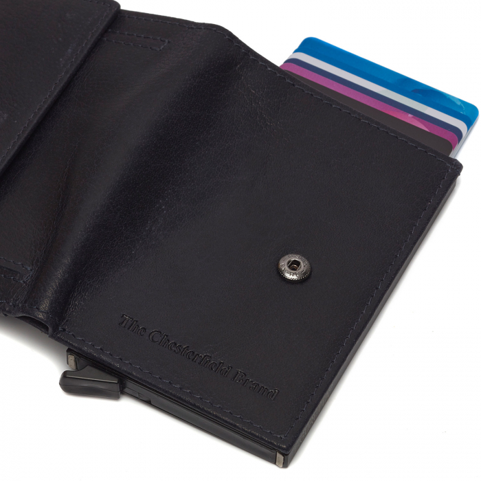 Portofel unisex cu suport pentru carduri, din piele naturala, The Chesterfield Brand, Hannover, cu protectie anti scanare RFID, Bleumarin [4]