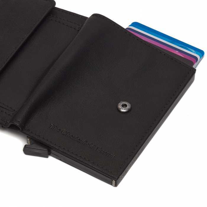 Portofel unisex cu suport pentru carduri, din piele naturala, The Chesterfield Brand, Hannover, cu protectie anti scanare RFID, Negru [4]