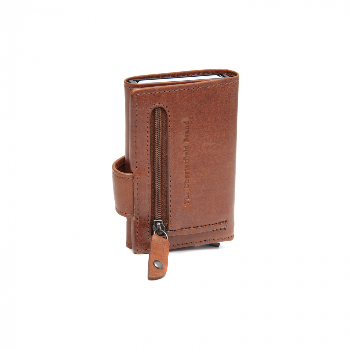 Portofel unisex cu suport pentru carduri, din piele naturala, The Chesterfield Brand, Larino, cu protectie anti scanare RFID, Maro coniac [8]