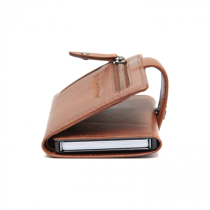 Portofel unisex cu suport pentru carduri, din piele naturala, The Chesterfield Brand, Larino, cu protectie anti scanare RFID, Maro coniac [5]