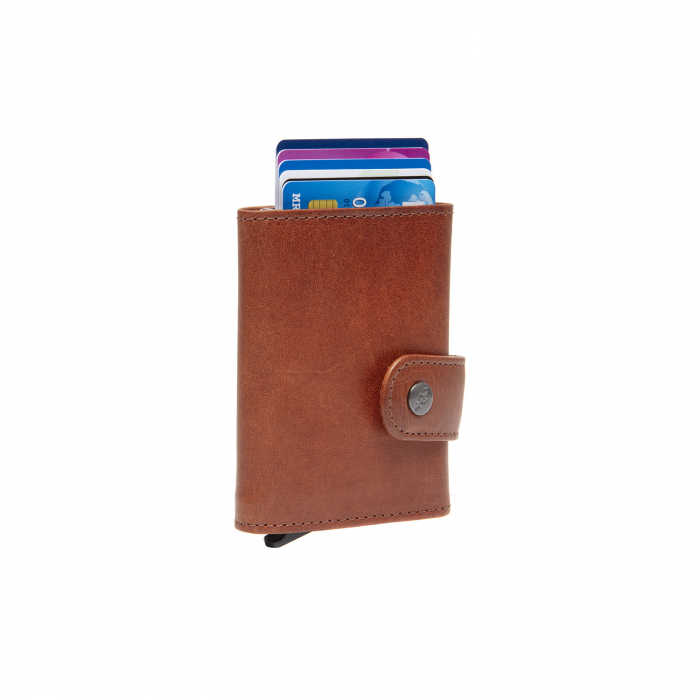 Portofel unisex cu suport pentru carduri, din piele naturala, The Chesterfield Brand, Larino, cu protectie anti scanare RFID, Maro coniac [3]