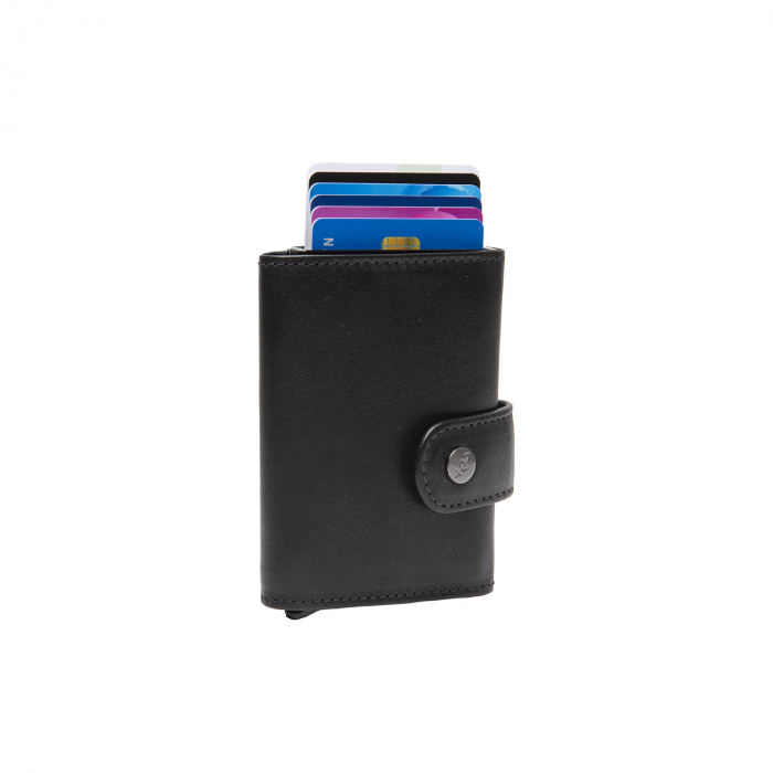 Portofel unisex cu suport pentru carduri, din piele naturala, The Chesterfield Brand, Larino, cu protectie anti scanare RFID, Negru [1]