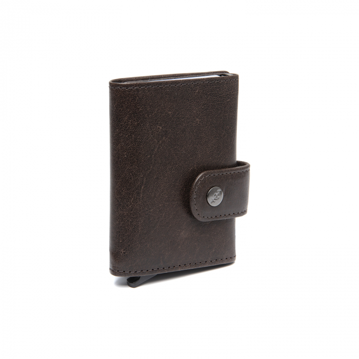 Portofel unisex cu suport pentru carduri, din piele naturala, The Chesterfield Brand, Larino, cu protectie anti scanare RFID, Maro inchis [3]