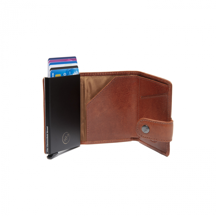Portofel unisex cu suport pentru carduri, din piele naturala, The Chesterfield Brand, Larino, cu protectie anti scanare RFID, Maro coniac [6]