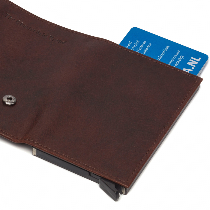 Portofel unisex cu suport pentru carduri, din piele naturala, The Chesterfield Brand, Mannheim, cu protectie anti scanare RFID, Maro inchis [4]