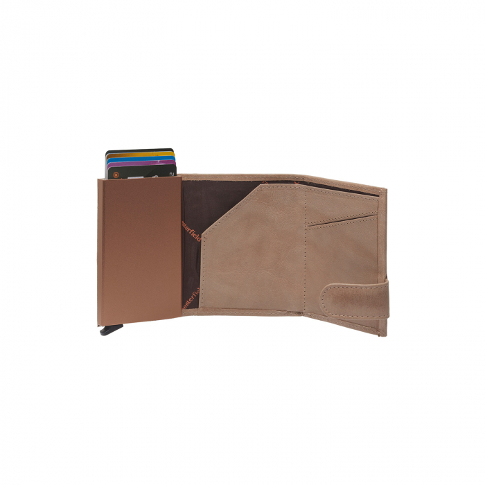 Portofel unisex cu suport pentru carduri, din piele naturala, The Chesterfield Brand, Mannheim, cu protectie anti scanare RFID, Bej [4]