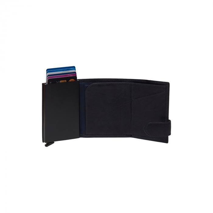 Portofel unisex cu suport pentru carduri, din piele naturala, The Chesterfield Brand, Mannheim, cu protectie anti scanare RFID, Bleumarin [2]
