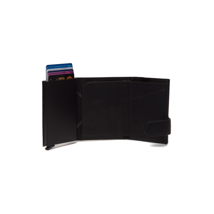 Portofel unisex cu suport pentru carduri, din piele naturala, The Chesterfield Brand, Mannheim, cu protectie anti scanare RFID, Negru [2]