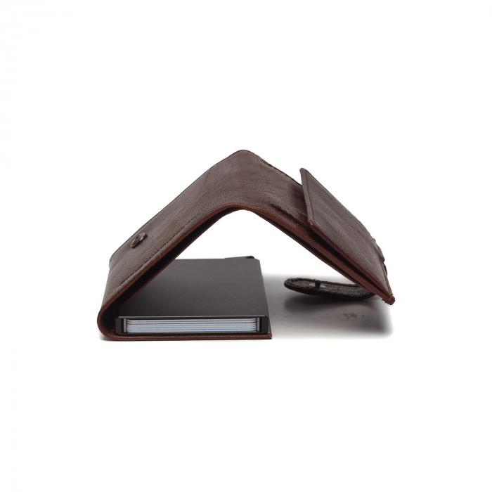 Portofel unisex cu suport pentru carduri, din piele naturala, The Chesterfield Brand, Mannheim, cu protectie anti scanare RFID, Maro inchis [3]