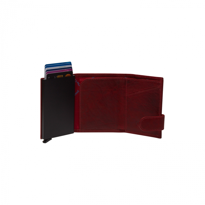 Portofel unisex cu suport pentru carduri, din piele naturala, The Chesterfield Brand, Mannheim, cu protectie anti scanare RFID, Visiniu [2]