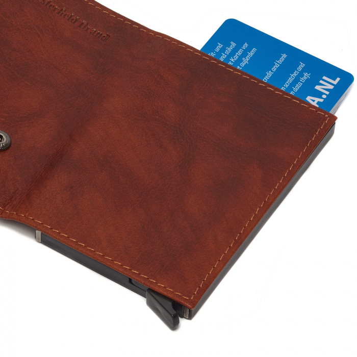 Portofel unisex cu suport pentru carduri, din piele naturala, The Chesterfield Brand, Mannheim, cu protectie anti scanare RFID, Maro coniac [4]