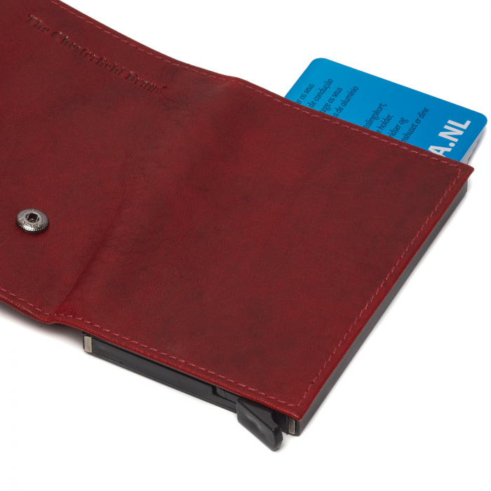 Portofel unisex cu suport pentru carduri, din piele naturala, The Chesterfield Brand, Mannheim, cu protectie anti scanare RFID, Visiniu [4]