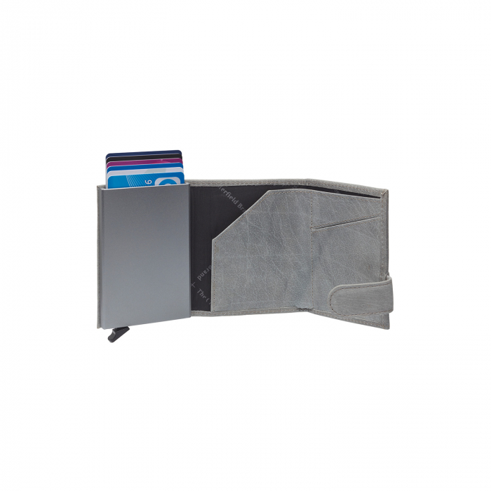 Portofel unisex cu suport pentru carduri, din piele naturala, The Chesterfield Brand, Mannheim, cu protectie anti scanare RFID, Gri deschis [4]
