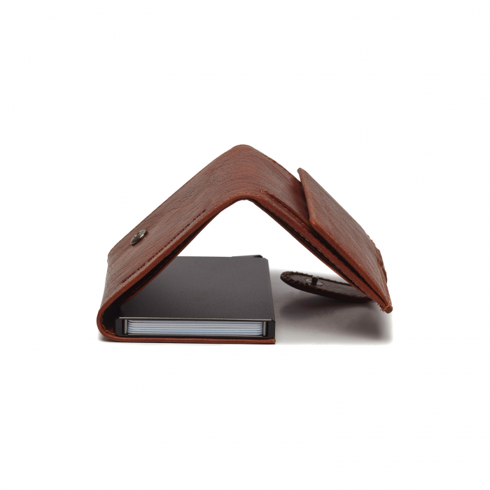Portofel unisex cu suport pentru carduri, din piele naturala, The Chesterfield Brand, Mannheim, cu protectie anti scanare RFID, Maro coniac [3]