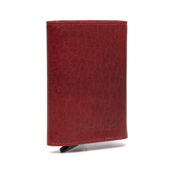 Portofel unisex cu suport pentru carduri, din piele naturala, The Chesterfield Brand, Paris, cu protectie anti scanare RFID, Rosu [2]