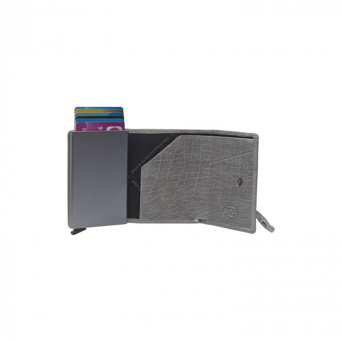 Portofel unisex cu suport pentru carduri, din piele naturala, The Chesterfield Brand, Paris, cu protectie anti scanare RFID, Gri [2]