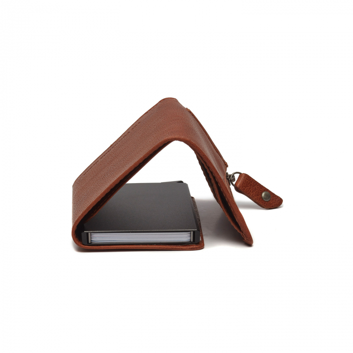 Portofel unisex cu suport pentru carduri, din piele naturala, The Chesterfield Brand, Paris, cu protectie anti scanare RFID, Maro coniac [3]