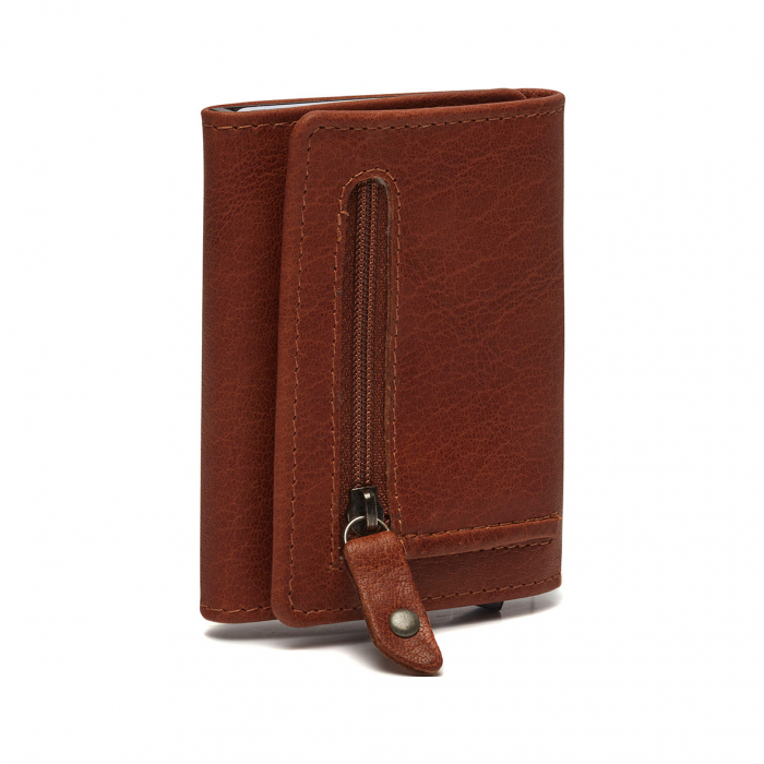 Portofel unisex cu suport pentru carduri, din piele naturala, The Chesterfield Brand, Paris, cu protectie anti scanare RFID, Maro coniac [5]