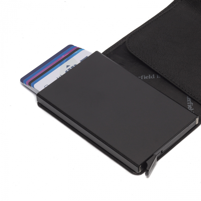 Portofel unisex cu suport pentru carduri, din piele naturala, The Chesterfield Brand, Portland, cu protectie anti scanare RFID, Negru [3]