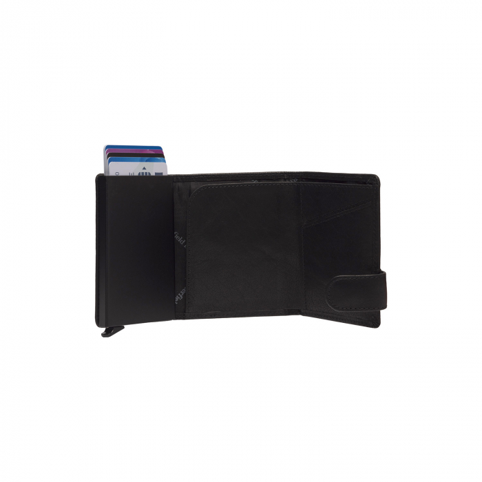 Portofel unisex cu suport pentru carduri, din piele naturala, The Chesterfield Brand, Portland, cu protectie anti scanare RFID, Negru [5]