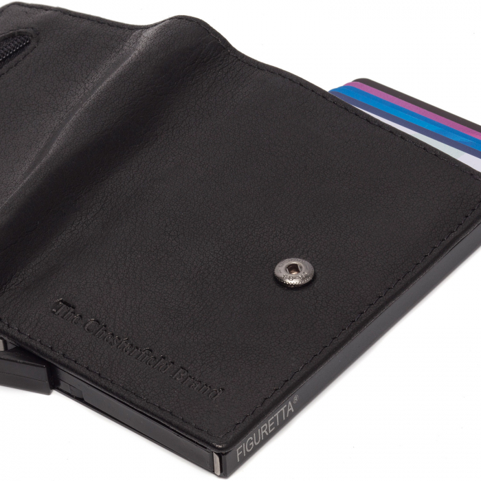 Portofel unisex cu suport pentru carduri, din piele naturala, The Chesterfield Brand, Prague, cu protectie anti scanare RFID, Negru [3]
