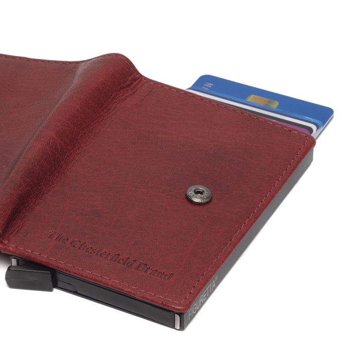 Portofel unisex cu suport pentru carduri, din piele naturala, The Chesterfield Brand, Prague, cu protectie anti scanare RFID, Rosu [5]