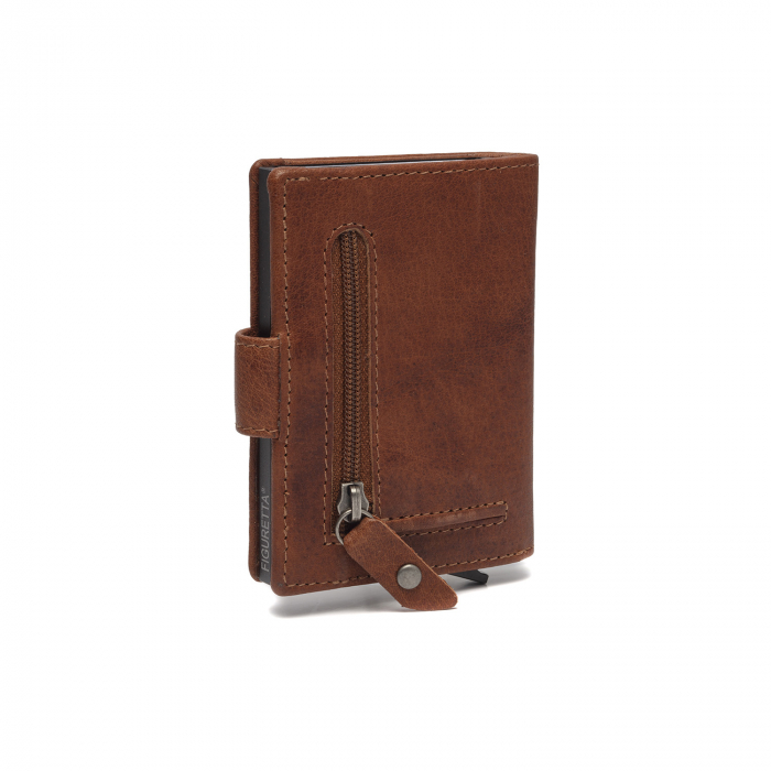 Portofel unisex cu suport pentru carduri, din piele naturala, The Chesterfield Brand, Prague, cu protectie anti scanare RFID, Maro coniac [2]
