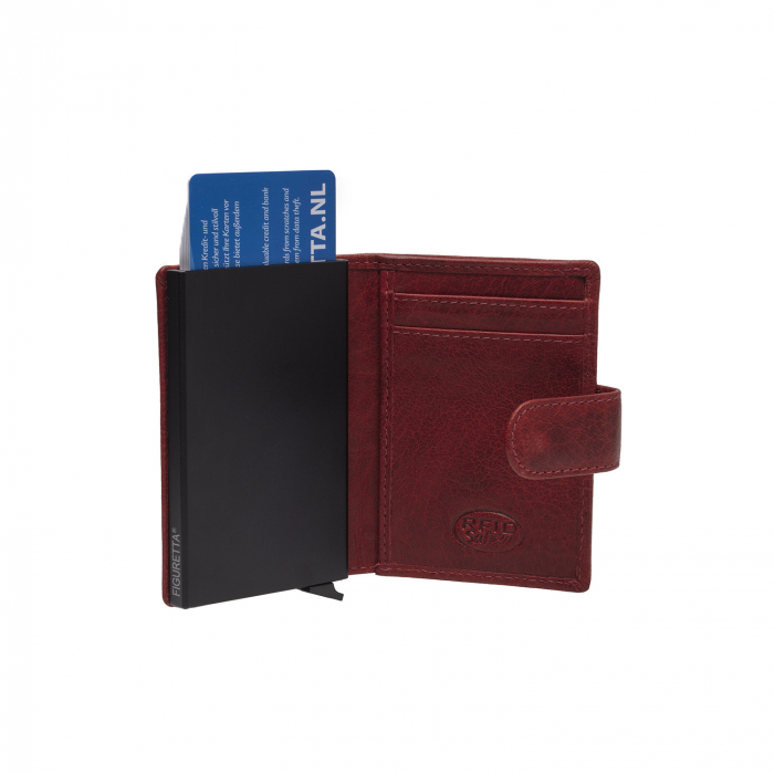 Portofel unisex cu suport pentru carduri, din piele naturala, The Chesterfield Brand, Prague, cu protectie anti scanare RFID, Rosu [3]