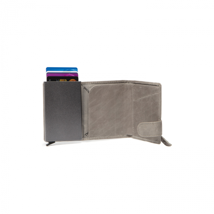 Portofel unisex cu suport pentru carduri, din piele naturala, The Chesterfield Brand, Portland, cu protectie anti scanare RFID, Gri deschis [2]