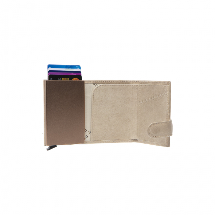 Portofel unisex cu suport pentru carduri, din piele naturala, The Chesterfield Brand, Portland, cu protectie anti scanare RFID, Bej [2]