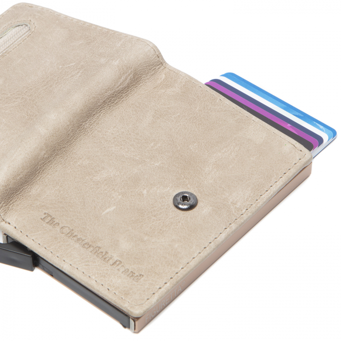 Portofel unisex cu suport pentru carduri, din piele naturala, The Chesterfield Brand, Prague, cu protectie anti scanare RFID, Bej [5]