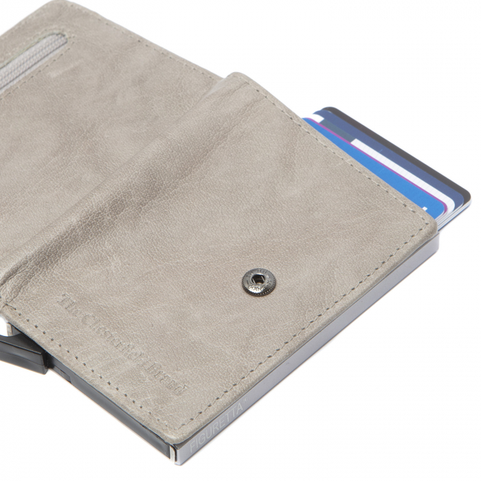 Portofel unisex cu suport pentru carduri, din piele naturala, The Chesterfield Brand, Prague, cu protectie anti scanare RFID, Gri [3]