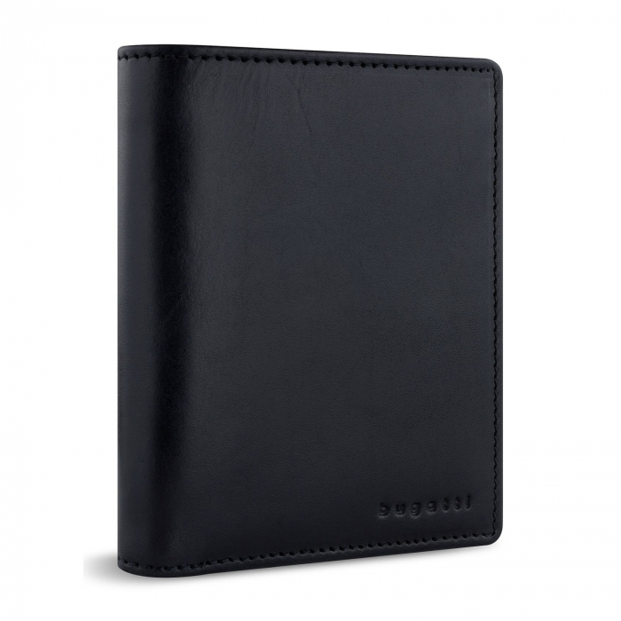 Portofel vertical din piele naturala, bugatti, seria Remo, cu protectie anti scanare RFID, Negru [1]