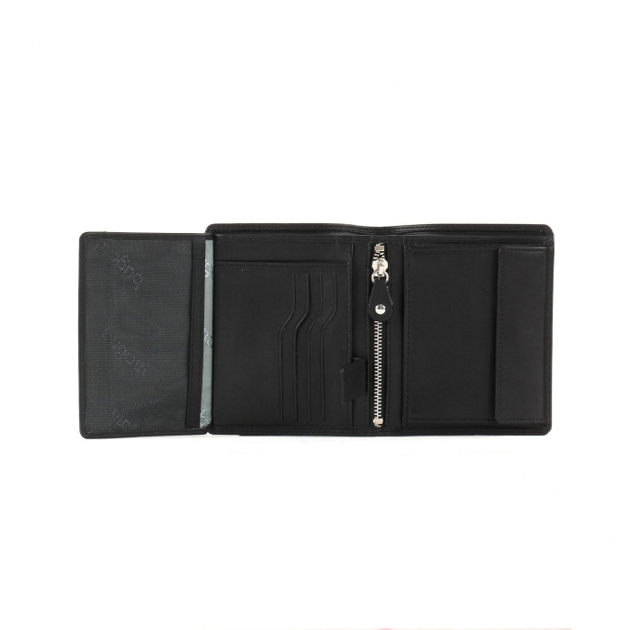 Portofel vertical pentru barbati, din piele naturala, bugatti, seria Simbiosi 49317001 Negru [3]