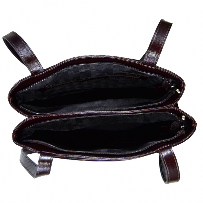 Poseta de dama din piele naturala, model 182, Maro inchis [6]