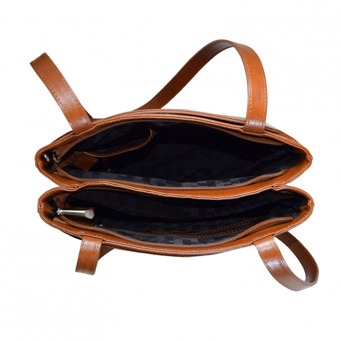 Poseta de dama din piele naturala, model 182, Maro tabac [6]