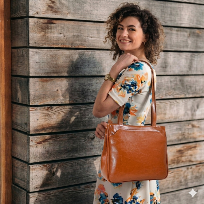 Poseta de dama din piele naturala, model 182, Bordo [9]