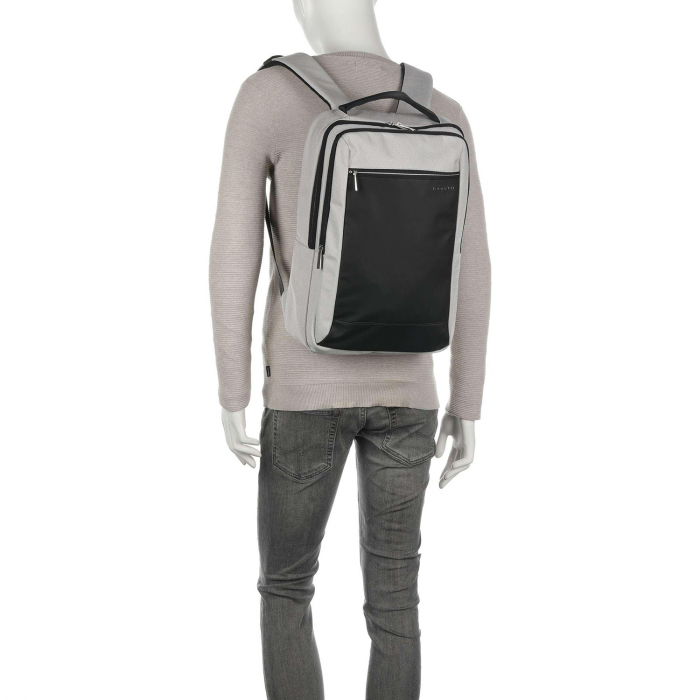 Rucsac barbati, bugatti, seria Sera pentru laptop si cu protectie RFID, Gri deschis / Negru [6]