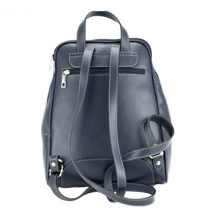 Rucsac dama din piele naturala moale, model 250, Bleumarin mat [4]