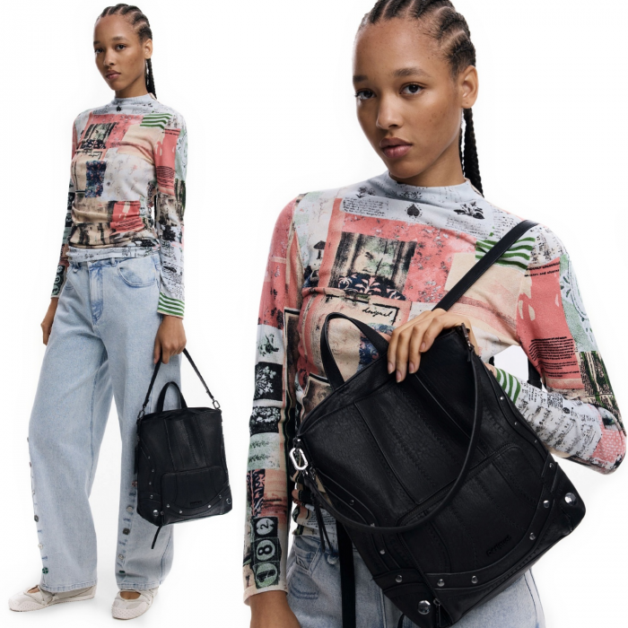 Rucsac de dama, Desigual, seria Embro Patch Pretoria, Negru [4]
