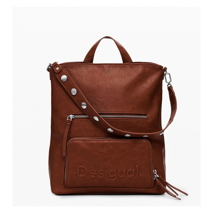 Rucsac/geanta de umar 2 in 1, dama, Desigual, seria Half logo, Maro coniac [2]