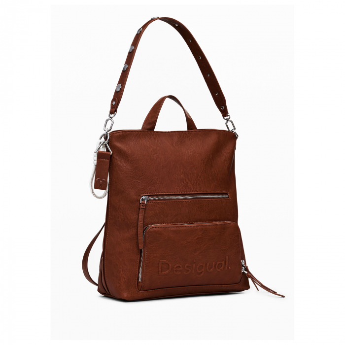 Rucsac/geanta de umar 2 in 1, dama, Desigual, seria Half logo, Maro coniac [7]