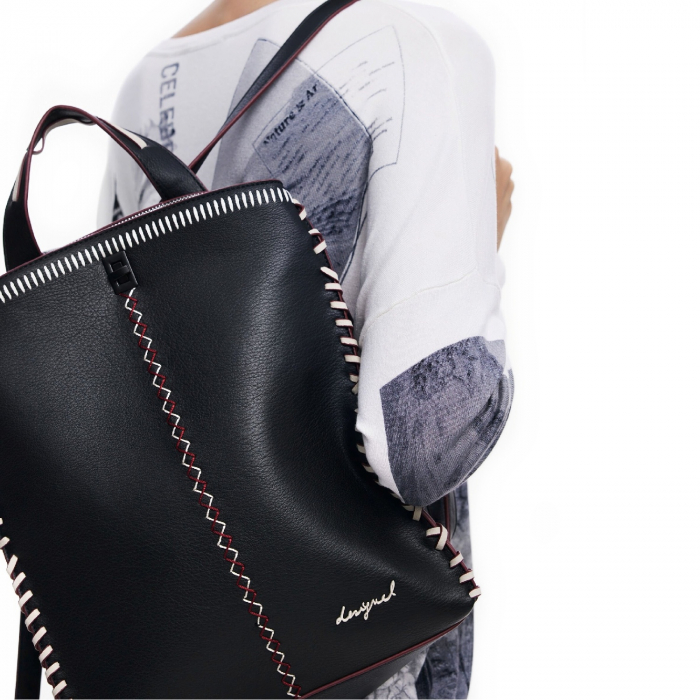 Rucsac de dama, Desigual, seria Manhattan Pespuntes, Negru [4]